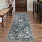 GENIMO Runner Rug 2'6''x6 Non Slip Machine Washable Vintage Hallway Runner Rug, Low Pile Lightweight Rugs for Entryway, Hallway, Kitchen and Corridor, Ashen Taupe
