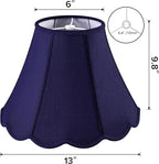 GOSO Medium Blue Scalloped Lamp Shade Set of 2, Replacement Braids with Petal Edges,6×13×9.8 Inch Spider Lamp Shade for Table Lamp,Floor Lamps Easy Assembly, Bell Shades for Living Room Art Decor