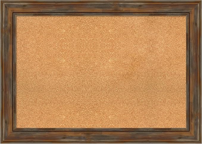 Amanti Art Natural Cork Board for Wall, 30x42 Vision Board with Brown Wood Frame, Large Corkboard Office Decor for Home Organization, Rustic Farmhouse Corkboard Pinboard to display items for home