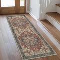 GENIMO 2x7 Runner Rugs for Hallway, Machine Washable Non Slip Vintage Rugs, Low Pile Lightweight Soft Print Rug for enrtyway, Corridor, Home Office, Kitchen, Bordeaux