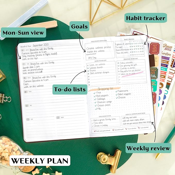 Legend Planner – Weekly & Monthly Life Planner to Hit Your Goals & Live Happier. Organizer Notebook & Productivity Journal. A5 (Dark Brown)
