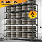 REIBII 83"H Storage Shelves 3840LBS Metal Shelving Unit Garage Shelving Heavy Duty 6 Tier Commercial Adjustable Wire Shelving for Storage Rack for Pantry, Garage, Kitchen, 83"H x 55.5"W x 18"D, 2PCS