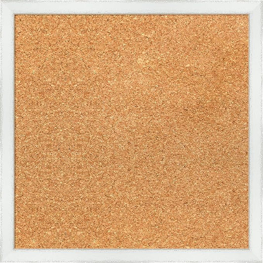 Amanti Art Natural Cork Board for Wall, 15x15 Vision Board with White Frame, Small Corkboard Office Decor for Home Organization, Country Rustic Corkboard Pinboard to Display Items for Home