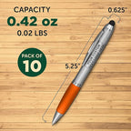 DISCOUNT PROMOS Custom Stylus Ballpoint Pens Set of 10, Personalized Bulk Pack - Black Ink, Great for Office, School, Business, Tradeshows, Events - Orange