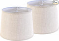 Beige Fabric Lamp Shade Set of 2 Medium Lamp Shades-11"×13"×10" Inch, Lampshades fit with Spider for Table Lamps, Floor Replacement, Modern Farmhouse Lamp Shade,Required Assembly