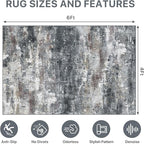 Office Chair Mat for Hardwood Tile Floor, Abstract 48"X 72" Desk Mats for Office Chair on Rolling Chairs Carpet, Desk Anti-Slip 1/5" Thick Rug for Computer Chair, Thin Low-Pile Floor Mat, Dark Gray