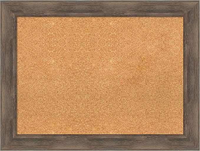 Amanti Art Natural Cork Board for Wall, 25x33 Vision Board with Brown Wood Frame, Medium Corkboard Office Decor for Home Organization, Rustic Farmhouse Corkboard Pinboard to display items for home