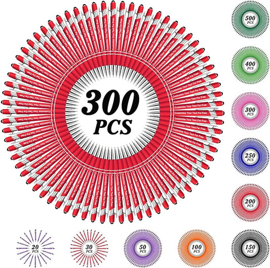 Max 500 Pcs Personalized Pens Bulk, Custom Pens with Free Engraving, Customized Stylus Tip Ballpoint Pen with Your Name Massage Text for School Office Business Graduation Anniversaries-300 Packs