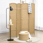 HOMCOM Room Divider, 4 Panel Folding Privacy Screen, 5.6' Tall Freestanding Wall Partition for Home Office, Bedroom, Nature Wood