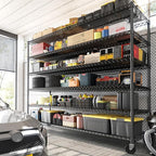 REIBII 82.6" H*60''W*17.7" D Steel Heavy Duty Wire Shelving with Wheels, 6-Tier Adjustable Storage Shelves 3598LBS Commercial Metal Shelves for Pantry, Garage, College Dorm School Industrial Shelving