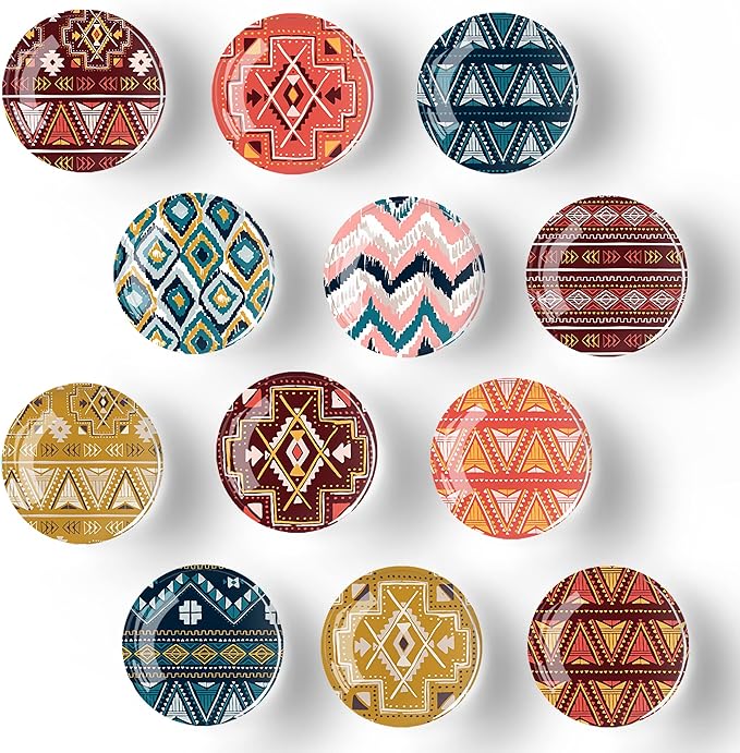 12Pcs Glass Strong Magnetic Refrigerator Magnet Fridge Sticker,Bohemia Crystal Fridge Magnets Decoration for Crafts,Strong Fridge Magnets for Kitchen, School,Office Whiteboard