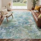 GENIMO Washable Rugs 6x9 Area Rugs for Living Room Bedroom, Modern Lightweight Rug Ultra Soft Indoor Area Rugs 6x9 for Dining Room, Low Pile Carpet with Non Slip Backing, Blue Green