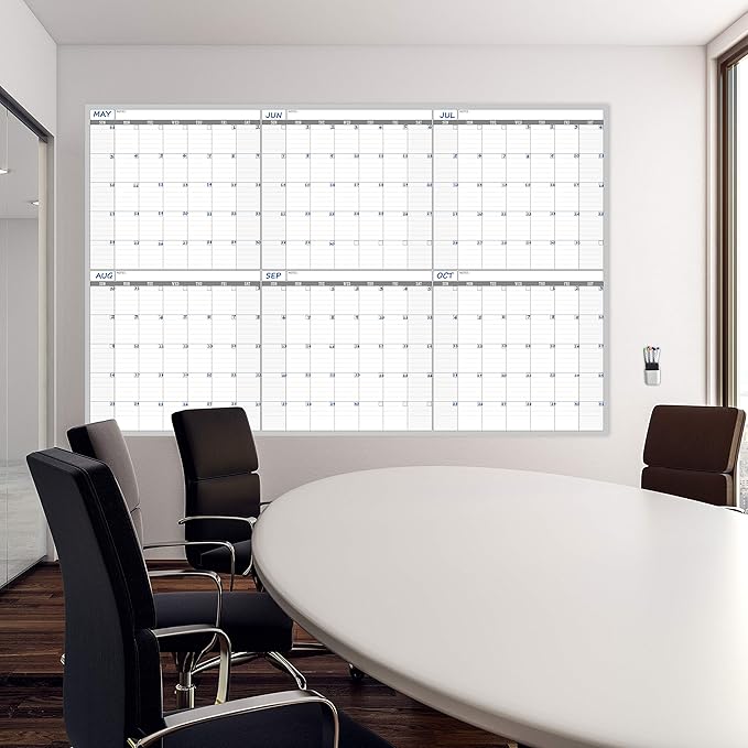 Large Dry Erase Wall Calendar - 60“ x 38" Undated Blank 6 Month Calendar - Giant Whiteboard 6 Month Poster - Premium Laminated Undated Planner for Classroom, Office, Project & Family Schedule