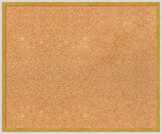 Amanti Art Natural Cork Board for Wall, 19x23 Vision Board with White Frame, Medium Corkboard Office Decor for Home Organization, Modern Corkboard Pinboard to Display Items for Home Organization in