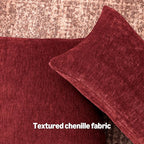 Amazon Basics Chenille Throw Pillow Covers, Home Decor Cushion Cover for Bedroom Living Room Couch Bed, 18" W × 18" L, Burgundy