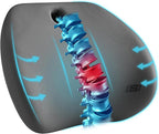 Skechers Lumbar Support Pillow for Office Chair,Memory Foam Lumbar Pillow,Lower Back Pain Relief Lumbar Pillow,Ergonomic Design Back Support Pillow for Office Chair,Car,Home,Travel,Gray