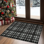 GENIMO Checkered Rug 3x5 Ft Black and White Fine Plaid Outdoor Rug Buffalo Plaid Rugs Mat Fall Doormats Washable Rug for Front Porch Decor Indoor Entrance Patio Balcony Entryway