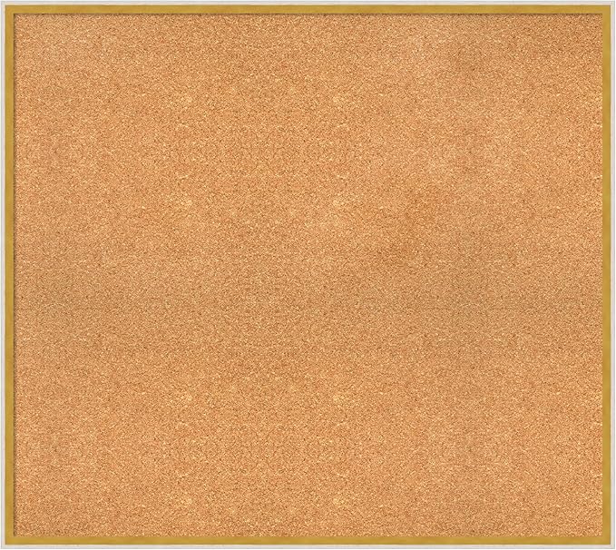 Amanti Art Natural Cork Board for Wall, 33x37 Vision Board with White Frame, X-Large Corkboard Office Decor for Home Organization, Modern Corkboard Pinboard to Display Items for Home Organization in