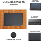 Rocelco 46" Height Adjustable Corner Standing Desk Converter with AC Outlet USB Charger and Anti-Fatigue Floor Mat - Sit Stand Up Tabletop Riser - Keyboard Tray - Black (R CADRB-46-ACUSB-MAFM)