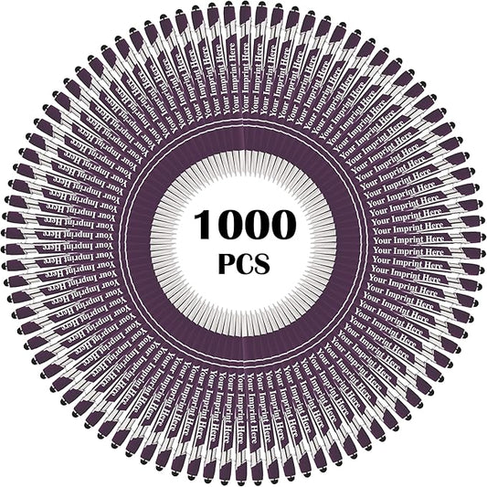 Up to 500 Pcs Custom Pens Bulk | Rainbow of Colors | Soft-Touch Metal Black Ink Personalized with Name or Message (Purple, 1000 pcs)