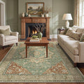 GENIMO 8x10 Area Rugs for Living Room, Machine Washable Non Slip Vintage Rugs, Low Pile Lightweight Chenille Print Rug for Bedroom, Dining Room, Home Office