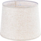 GO&SO Large Oatmeal Linen Drum Lamp Shade - 14"x16"x11" (Spider) - Farmhouse Style Replacement for Table, Floor & Bedside Lamps - Handcrafted Natural Linen Fabric - Easy Assembly