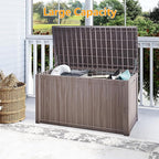 Yardgrace 200 Gallon Outdoor Storage Box Waterproof, Resin Deck Boxes with Lockable Lid & UV-Resistant for Patio, Pool, Garden Furniture Cushions & Accessories, Coffee