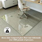 Koonmi Tempered Glass Chair Mat for Hardwood Floors & Carpets, 46" x 55“ Transparent Heavy Duty Office Floor Protector with Noise-Free Gliding Shatterproof for Home Office Desk