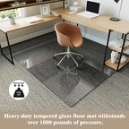 Koonmi Tempered Glass Chair Mat for Hardwood Floors & Carpets, 36" x 55“ Grey Heavy Duty Office Floor Protector, Scratch & Dust Concealing, Noise-Free for Home Office Desk