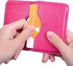 Wisdompro Business Card Holder, 2-Sided PU Leather Folio Name Card Holder Wallet Case with Magnetic Shut for Men and Women, Ultra Slim and Thin