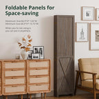 Cozy Castle Wood Room Divider, 8 Panels Folding Privacy Screen, 66.9'' Wall Divider, Barnwood Room Separator, Freestanding Partition, Temporary Wall for Decorative, Rustic Brown