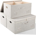 Graciadeco 75 Quarts Extra Large Decorative Storage Bins with Lids, 3 Packs Beige Collapsible Storage Bins with Lids, Stackable Storage Bins Decorative Box Storage With Lid Extra Large