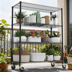 M MZG 4 Tiers Shelf 2640 lbs Steel Storage Shelving Utility Shelving Unit Steel Organizer Wire Rack for Home,Kitchen,Office,Garage Black 23.6" D x 53.1" W x 73.6" H