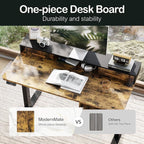 ModernMate Standing Desk with 4 Drawers, 47.2 x 23.6 Inch Whole Piece Height Adjustable Electric Sit Stand Desk, Computer Home Office Workstation with Open Storage Shelf, Rustic Brown