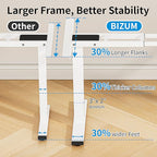 BIZUM Standing Desk Frame Dual Motor, Standing Desk Legs Up to 47.2", Computer Memory Desk Adjustable Table Legs with USB Ports for Home and Office, White Frame Only
