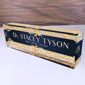Artblox Office Desk Name Plate Personalized | Custom Name Plates For Desks | Leaf Gold Design On Clear Acrylic Glass | Cute Office Desk Accessories Customized Gifts - (8" x 2.5")