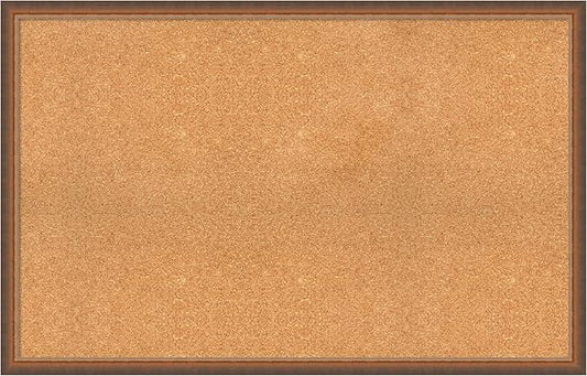 Amanti Art Natural Cork Board for Wall, 28x44 Vision Board with Bronze Frame, Oversize Corkboard Office Decor for Home Organization, Modern Corkboard Pinboard to Display Items for Home Organization
