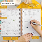PLANBERRY Large Hourly Schedule Planner Premium – Undated Organizer for Productivity, Time Management & Budget, 8x10.4″ (Rose Gold)
