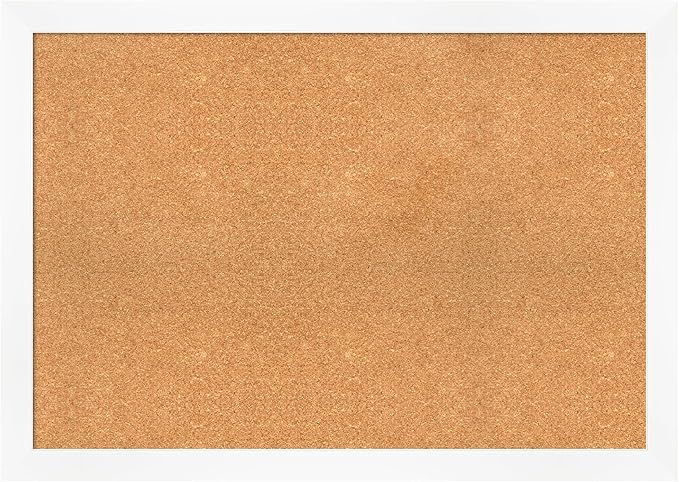 Amanti Art Natural Cork Board for Wall, 29x41 Vision Board with White Frame, Large Corkboard Office Decor for Home Organization, Modern Corkboard Pinboard to Display Items for Home Organization in