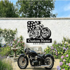 Custom US Flag Motorcycle Metal Signs Personalized Biker Name Sign Custom Garage Decor Motorbikes Wall Art Decor Motorcycle Sign Men Room Decorate Gifts for Men Husband Rider