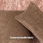 Amazon Basics Chenille Throw Pillow Covers, Home Decor Cushion Cover for Bedroom Living Room Couch Bed, 18" W × 18" L, Brown
