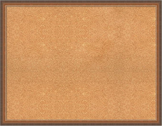 Amanti Art Natural Cork Board for Wall, 28x36 Vision Board with Bronze Frame, Large Corkboard Office Decor for Home Organization, Modern Corkboard Pinboard to Display Items for Home Organization in