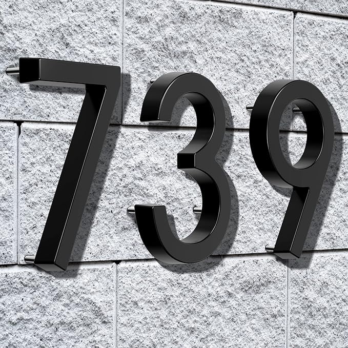 6" Floating Stainless Steel Address House Number, Modern Metal Anti-Rust House Numbers with Nail Kits for Door Garden Mailbox Decor Visibility Signage (5)