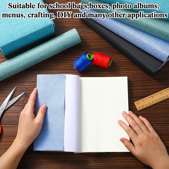 4 Pcs Book Cloth Bookcover Fabric Surface with Paper Backed Book Binding Cloth Fabric Book Cover for Scrapbooking Album DIY Craft Supplies Home, 4 Colors(Cool Color,40 x 16 Inches)