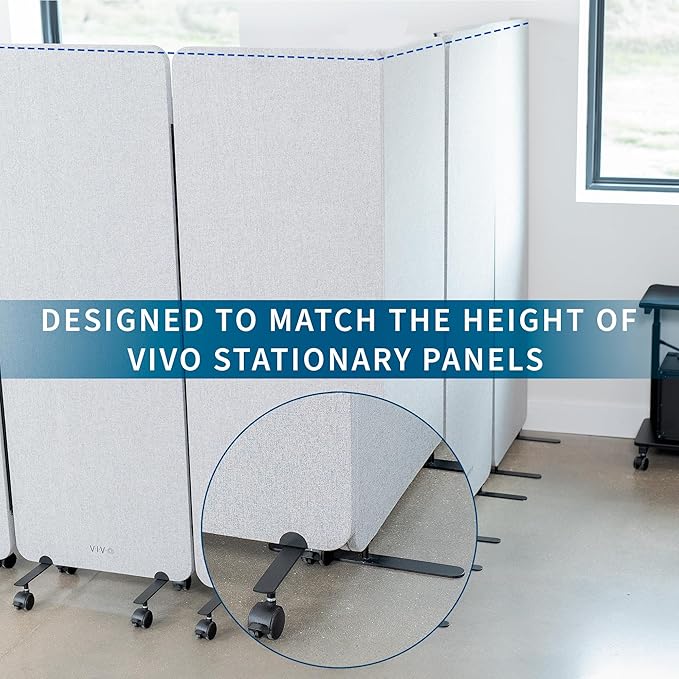 VIVO Freestanding 72 x 66 inch Privacy Panel, Mobile Cubicle Divider, x3 24 inch Wall Partitions, Gray, PP-3-T072G-M