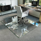 Koonmi Tempered Glass Chair Mat for Hardwood Floors & Carpets, 48" x 60“ Transparent Heavy Duty Office Floor Protector with Noise-Free Gliding Shatterproof for Home Office Desk