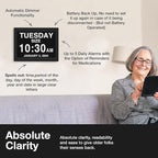 American Lifetime New 2026 Dementia Clock Large Digital Clock for Seniors, Alzeimer Clock Large Display with Custom Alarms, Clock with Day & Date for Elderly, Digital Calendar Mahogany, 15 Inch