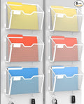 Docnest 6 Pack Magnetic Wall Mounted File Holders,Mesh Letter Organizer with Hooks, Magnetic Hanging Mail Paper Document Organizer for Office, Home, School, White