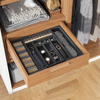 Pipishell Bamboo Expandable Drawer Organizer for Utensils Holder, Adjustable Cutlery Tray, Wood Drawer Dividers Organizer for Silverware, Flatware, Knives in Kitchen, Bedroom, Living Room(M-Black)