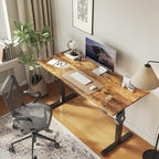 Agilestic Electric Standing Desk, Large 63 x 24 Inches Height Adjustable Desk, Sit Stand up for Work Office Home, Ergonomic Rising Computer Table with Memory Preset, Rustic Brown